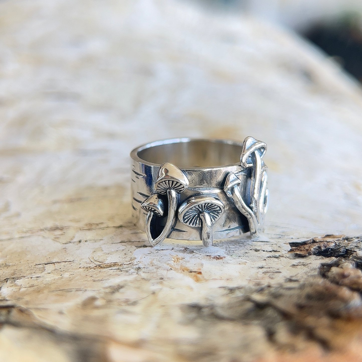 Birch Wood Mushroom Ring - Made to size