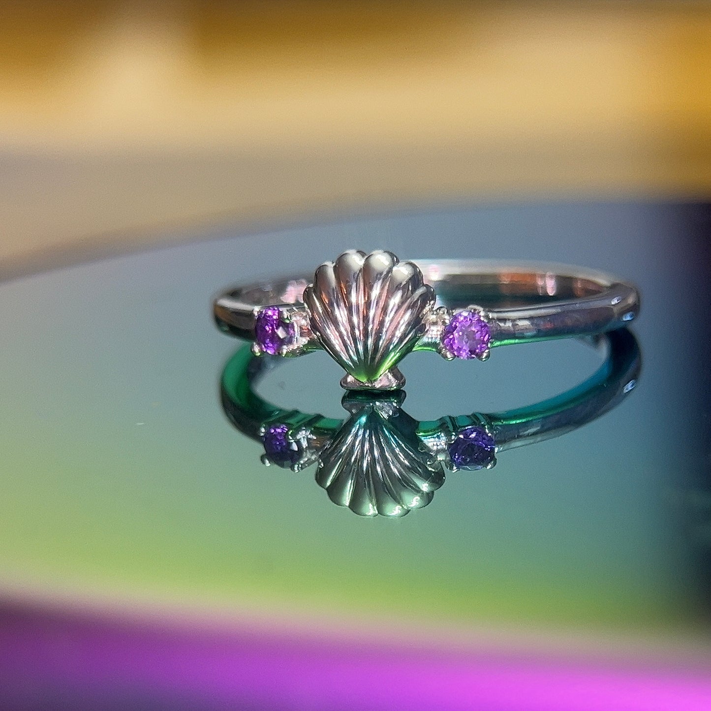 Amethyst Seashell Ring