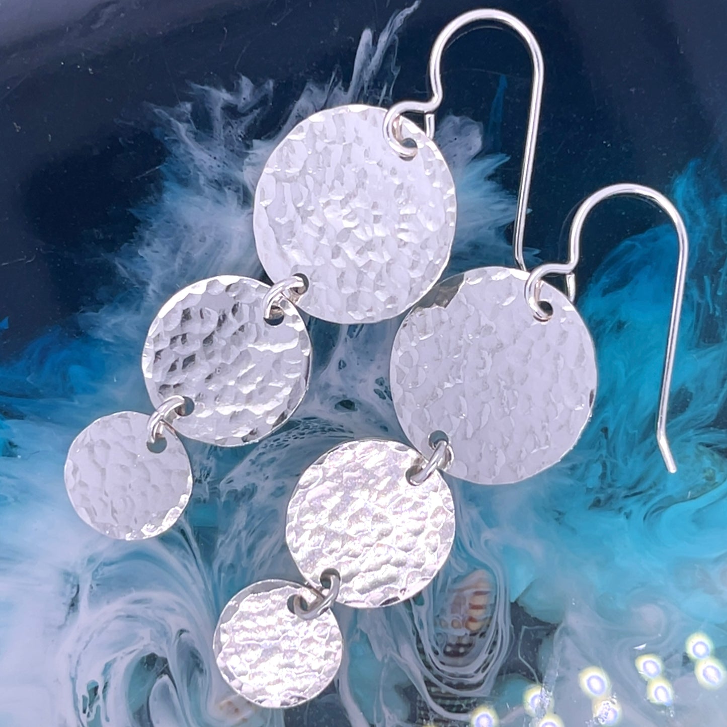 Sterling Triple Drop Microtag Earrings