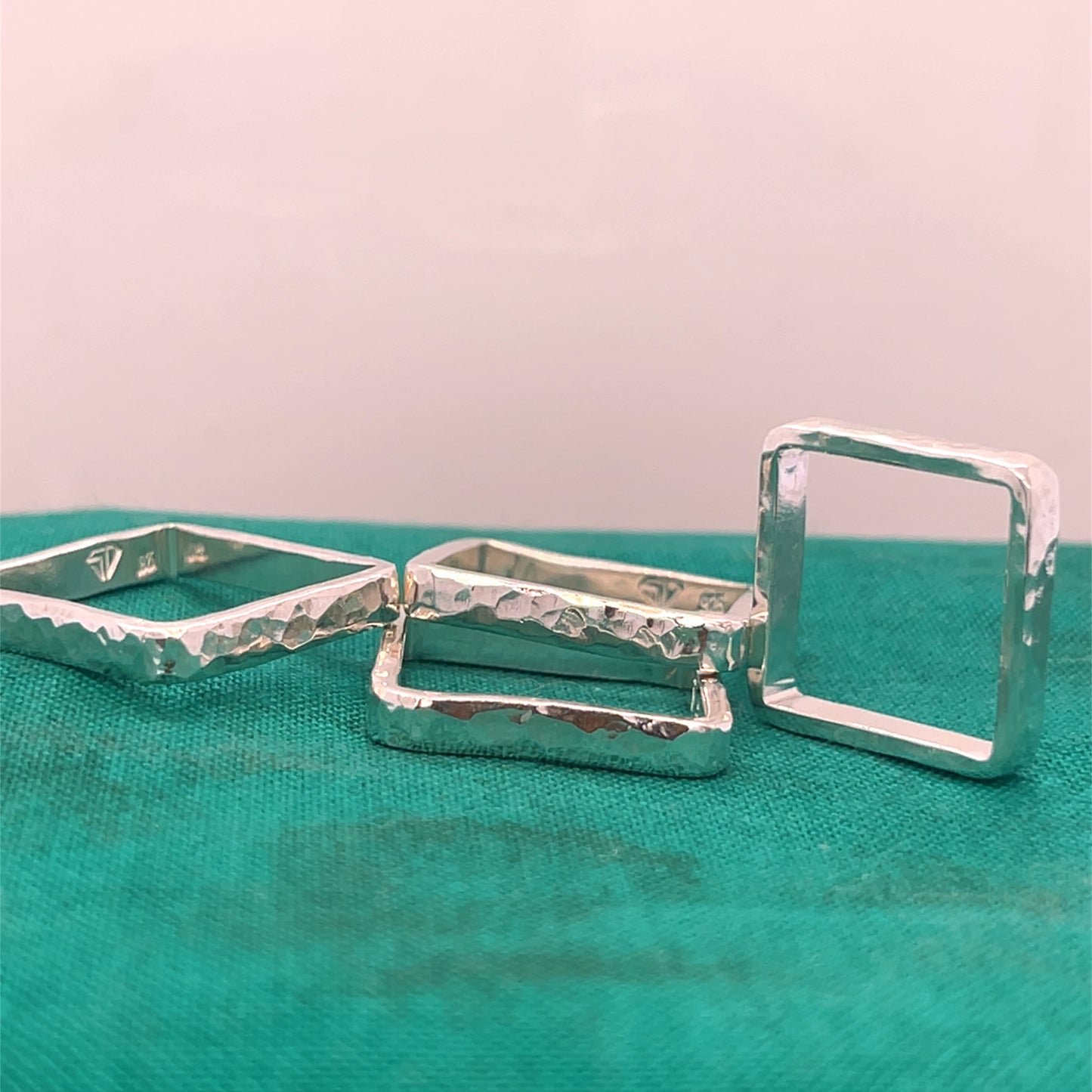 Skinny Sterling Square Rings