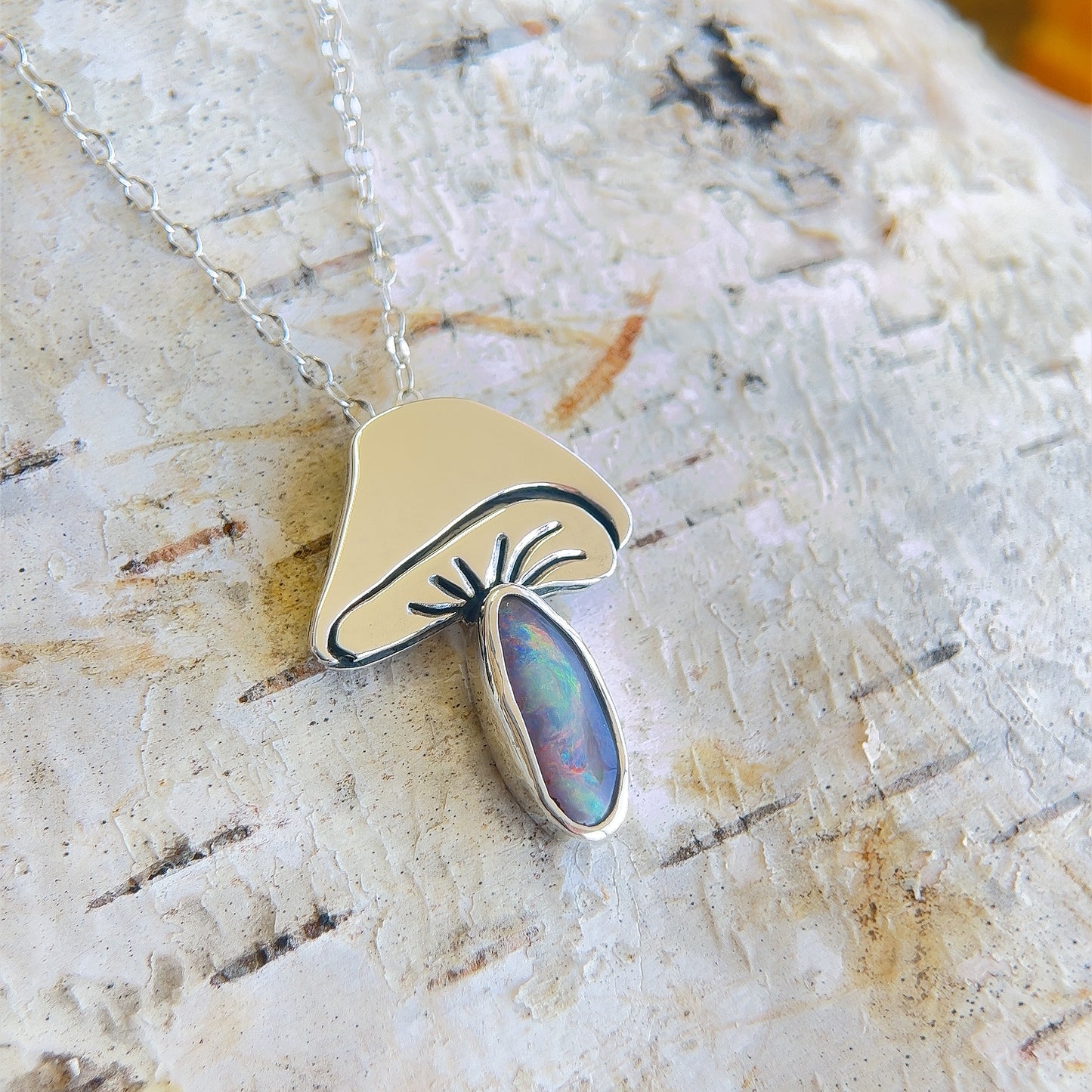 Boulder Opal Shroom Pendant