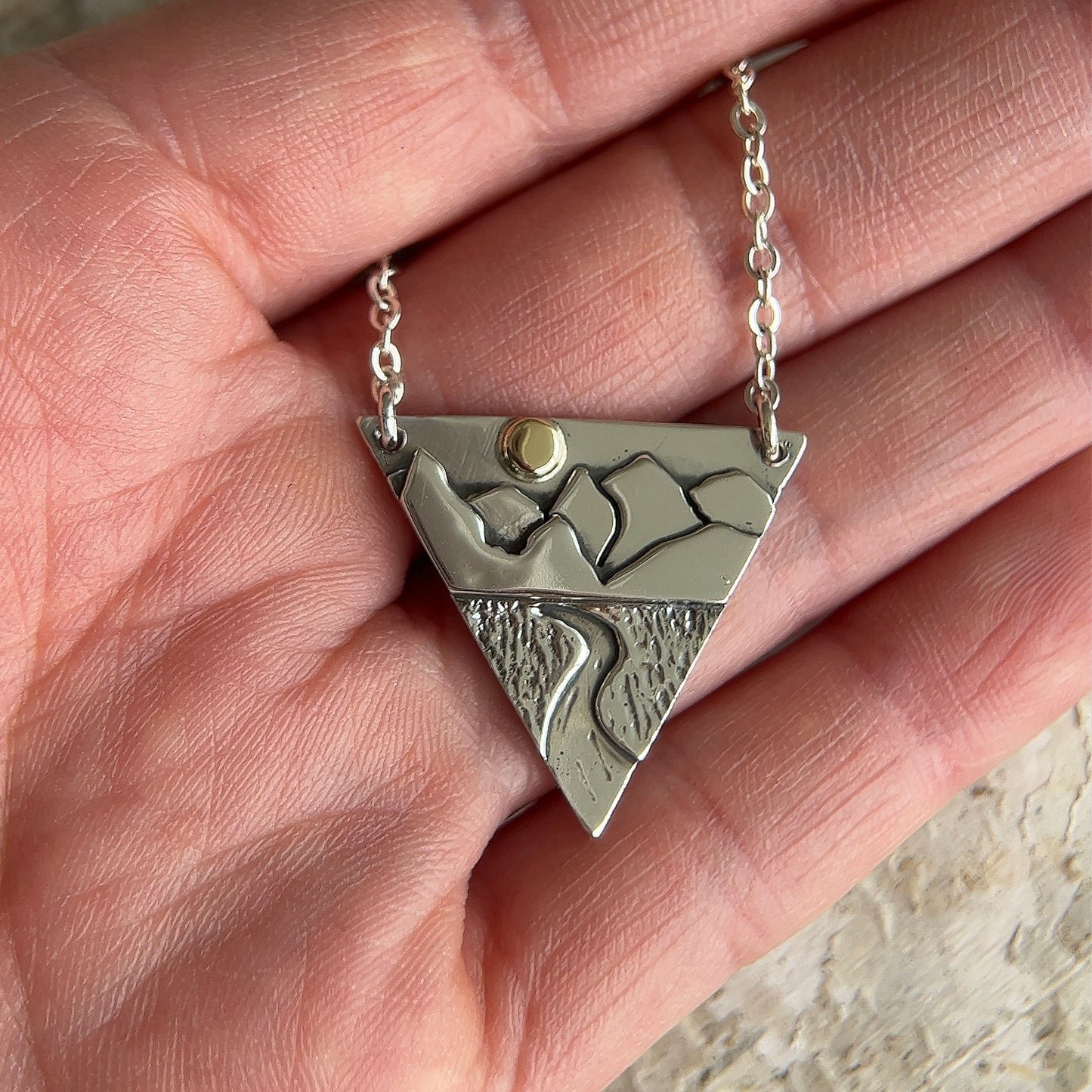 Mountain & River Triangle Pendant