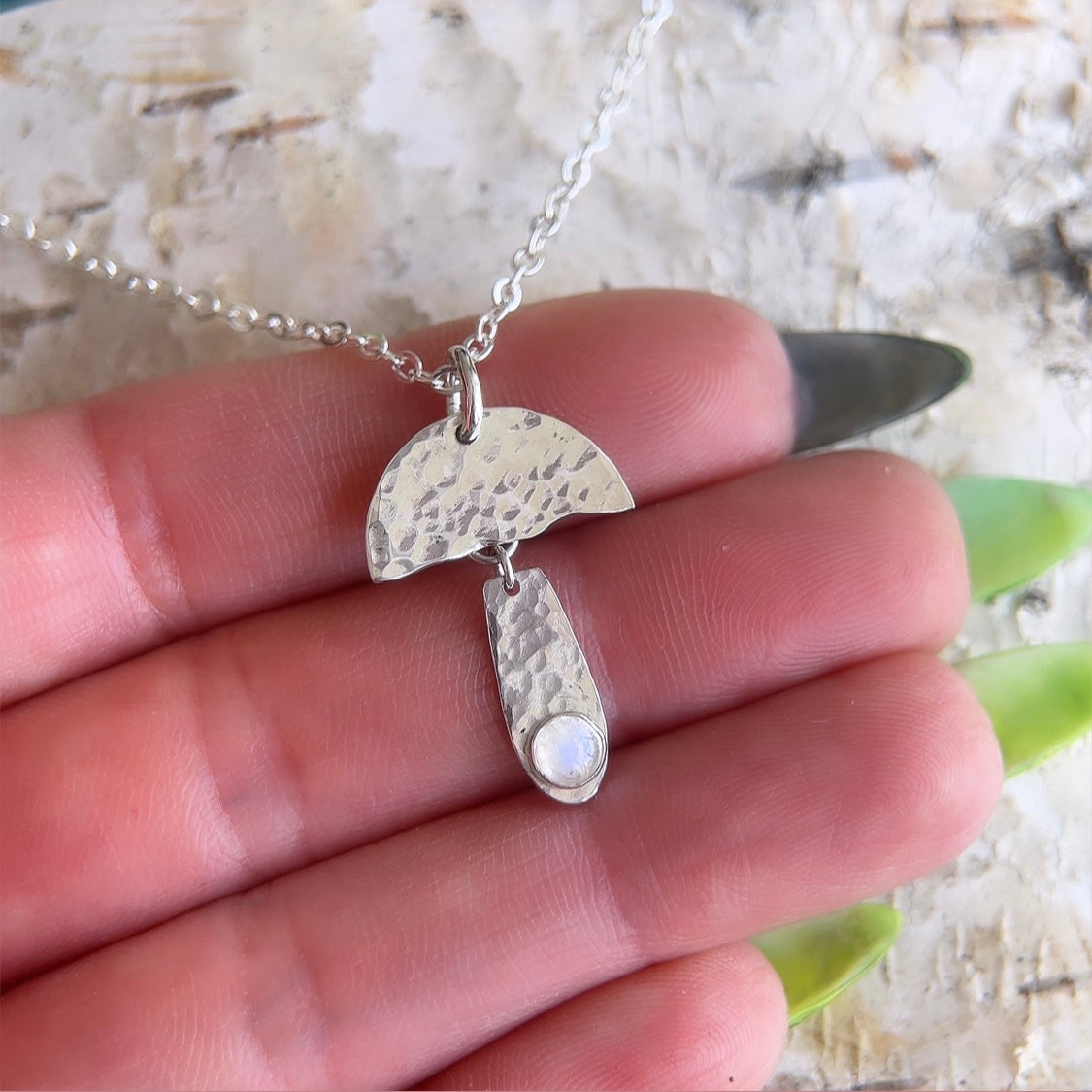 Moonstone Mushroom Necklace