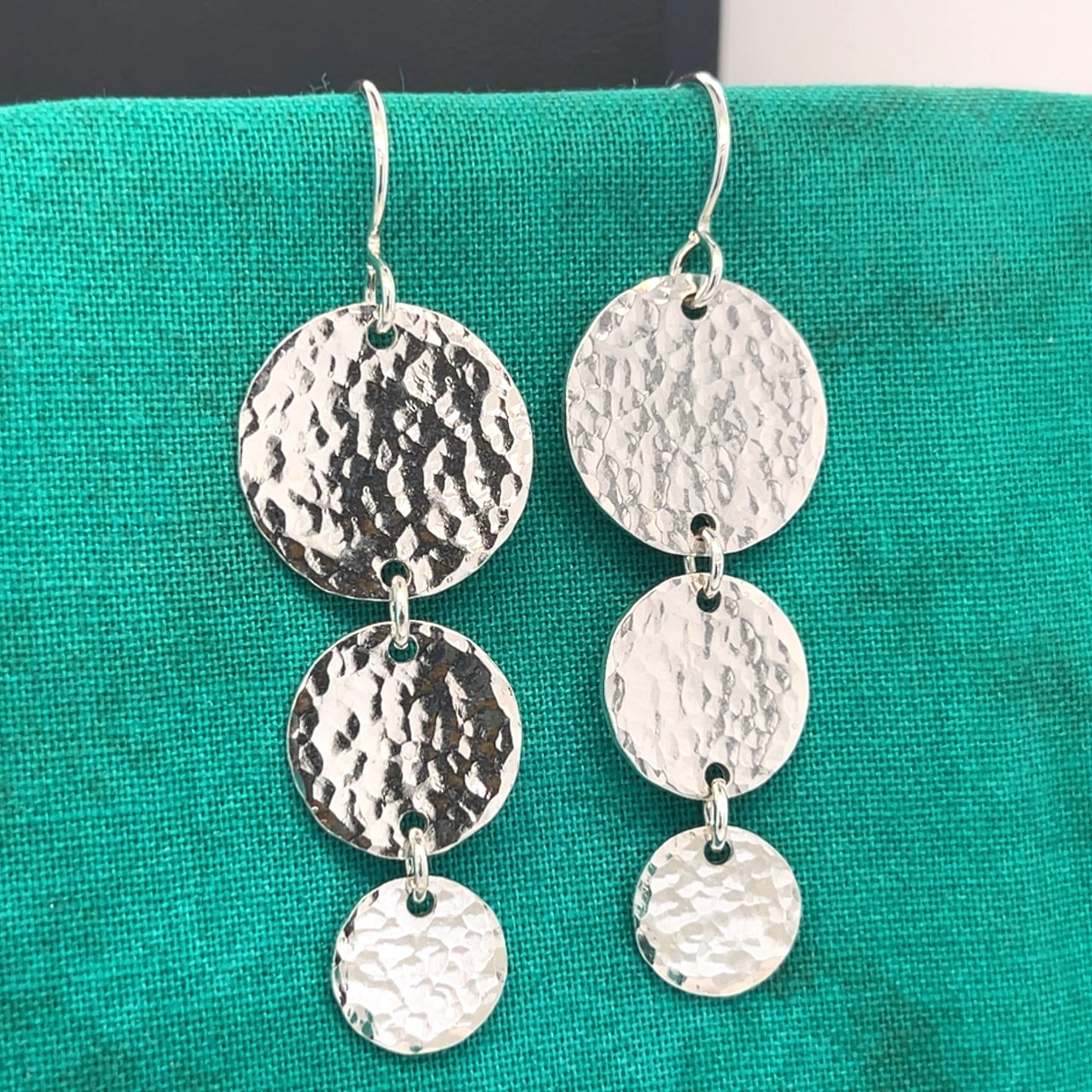 Sterling Triple Drop Microtag Earrings