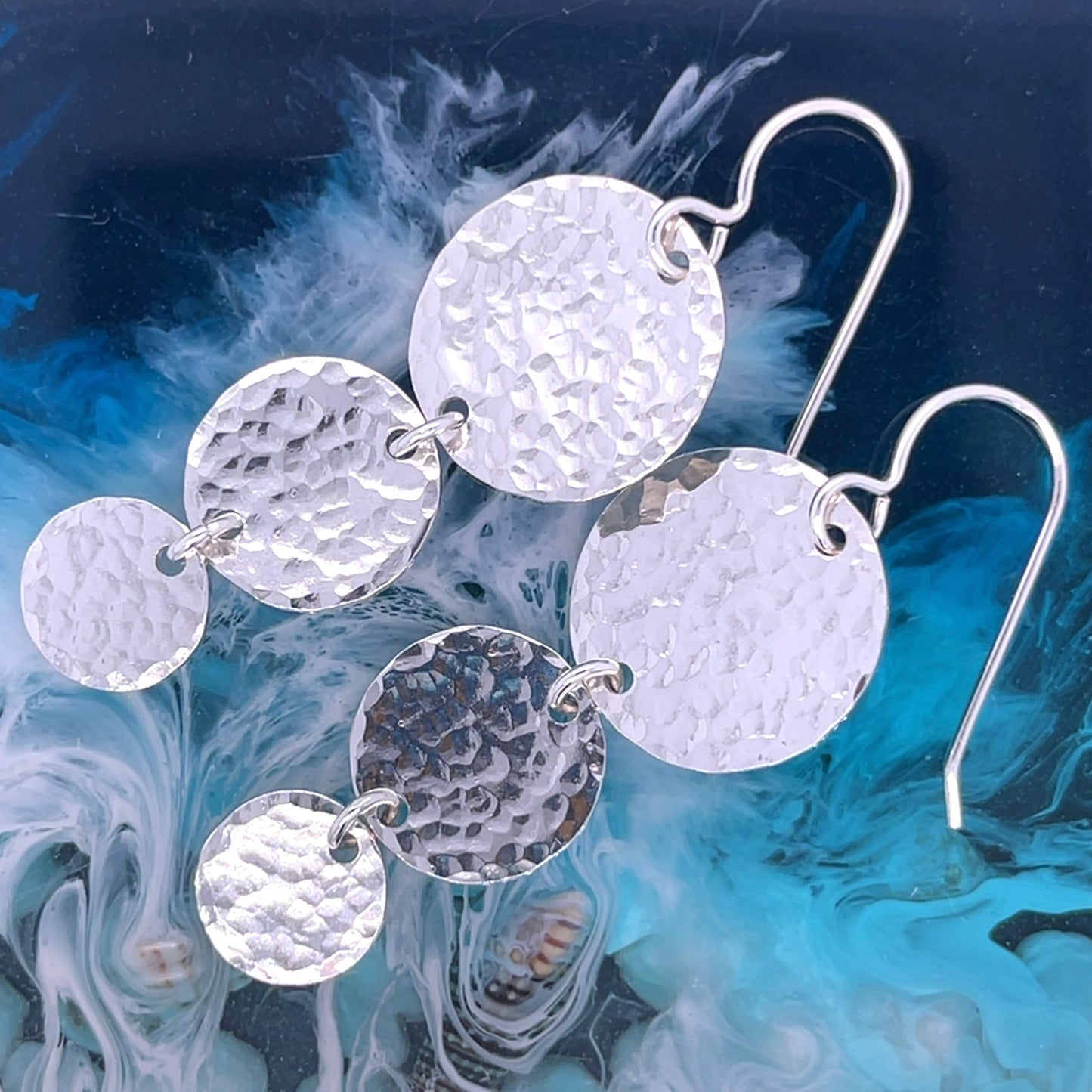 Sterling Triple Drop Microtag Earrings