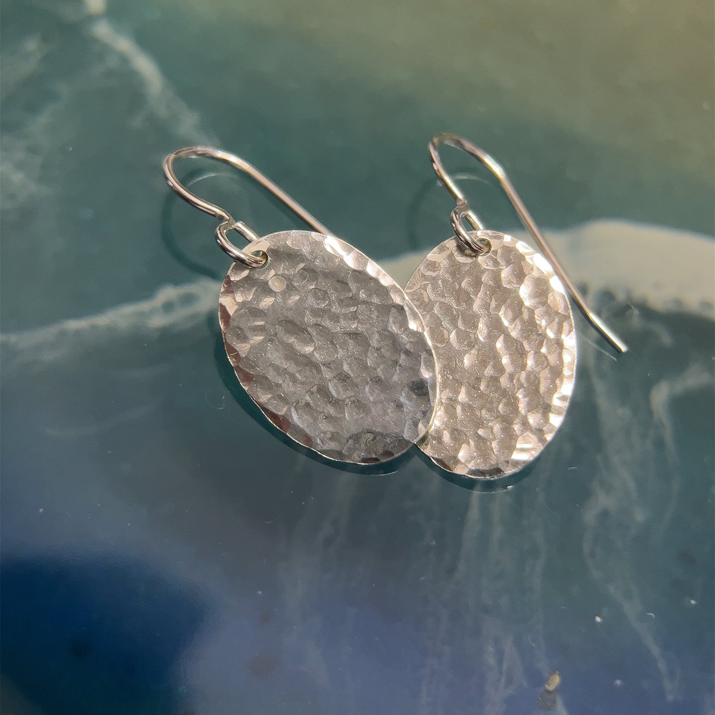 Sterling Silver Hammered Oval Earrings