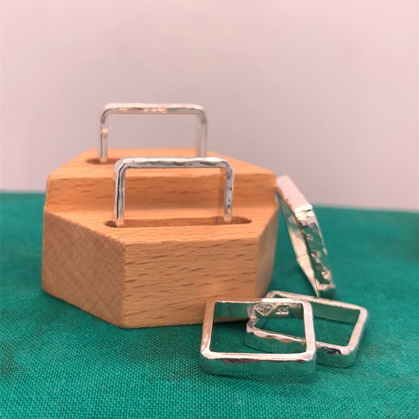 Skinny Sterling Square Rings