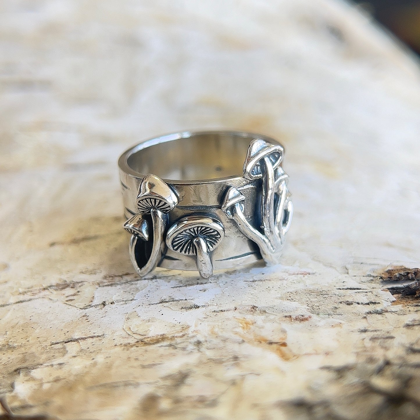 Birch Wood Mushroom Ring - Made to size