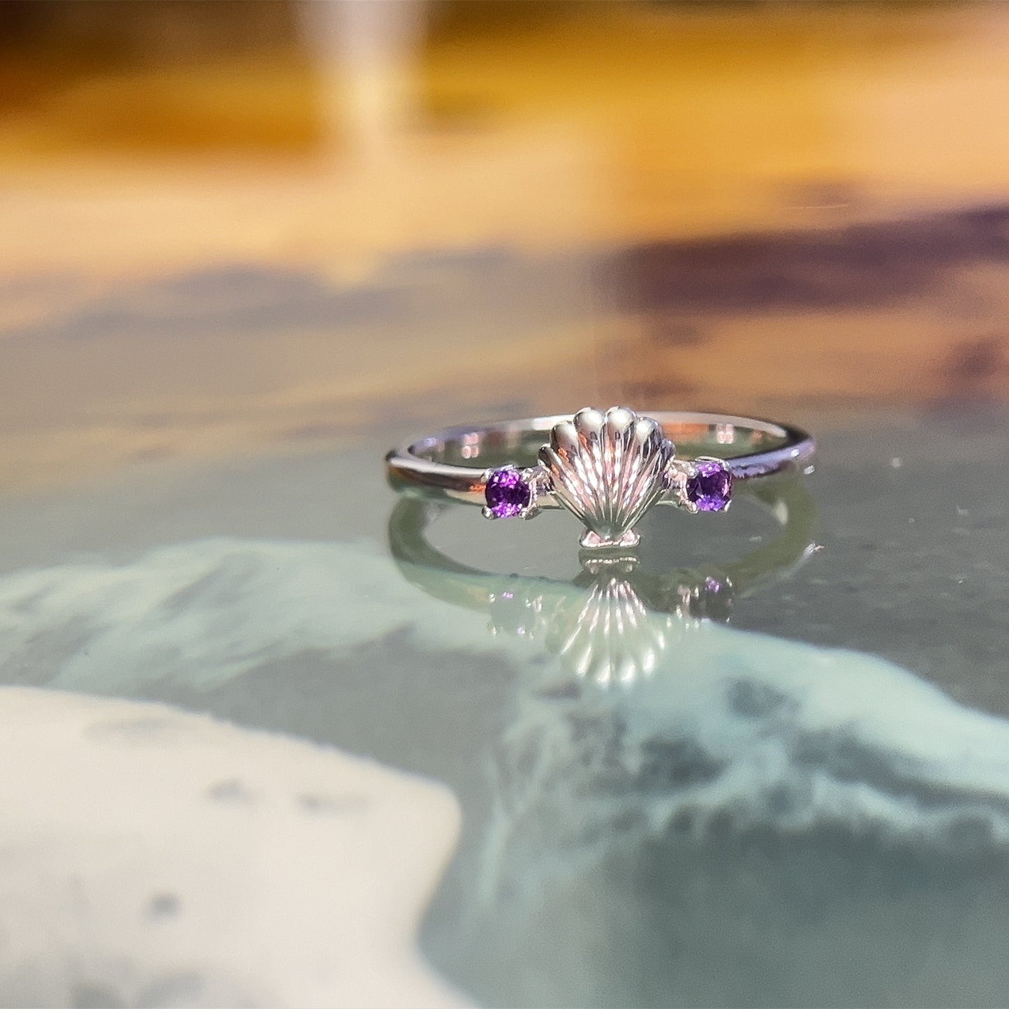 Amethyst Seashell Ring