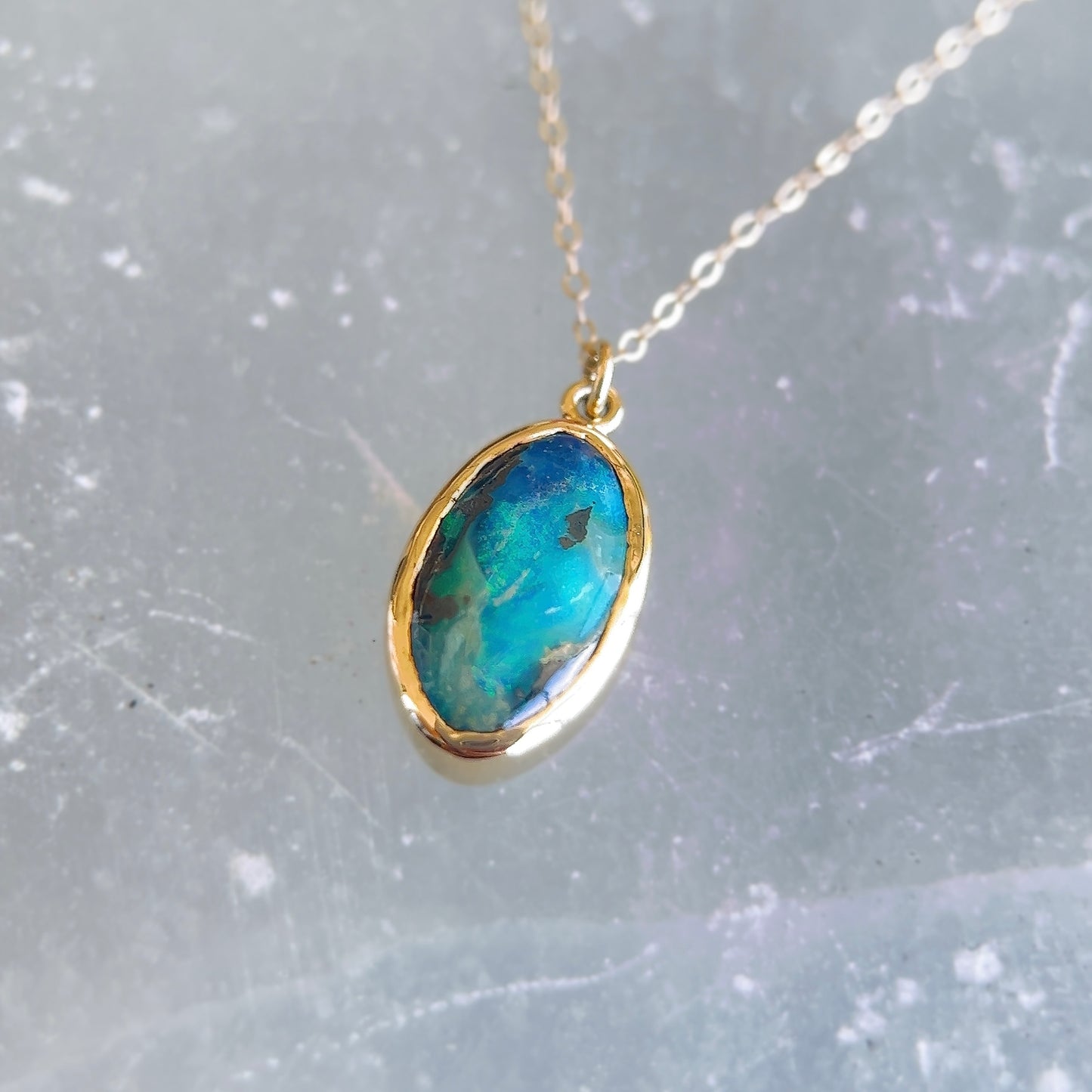 Golden Tide Boulder Opal Necklace