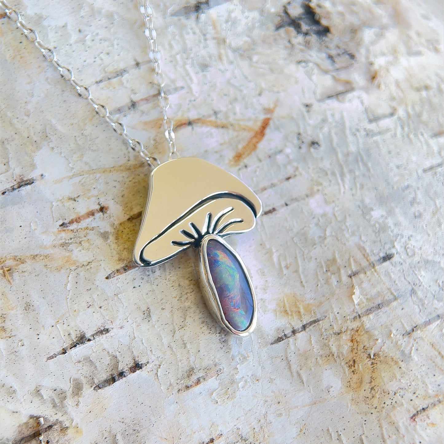 Boulder Opal Shroom Pendant