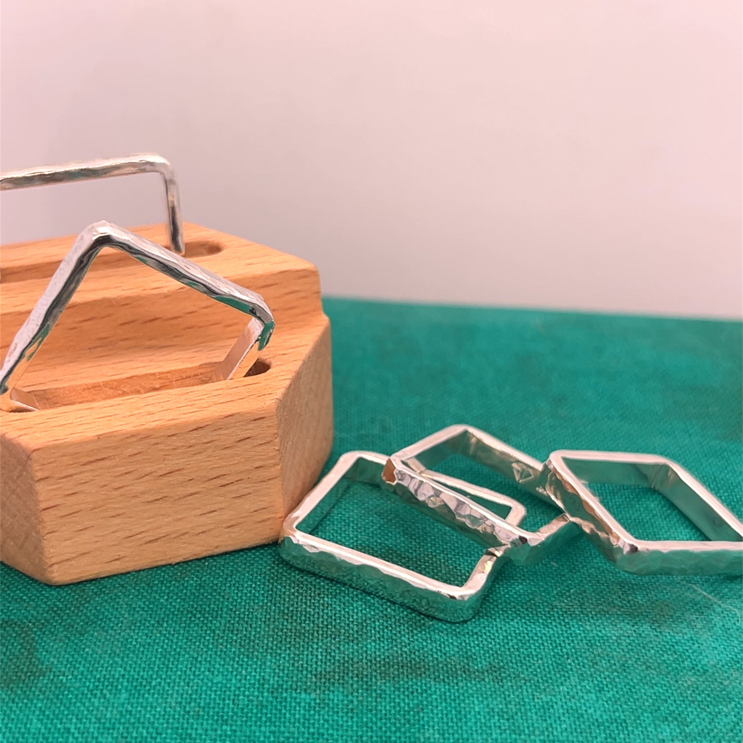 Skinny Sterling Square Rings