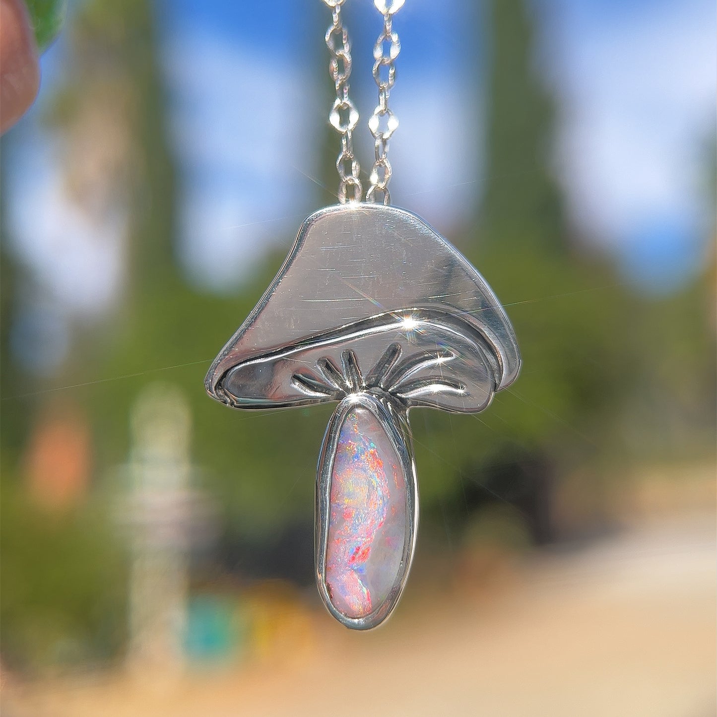 Boulder Opal Shroom Pendant