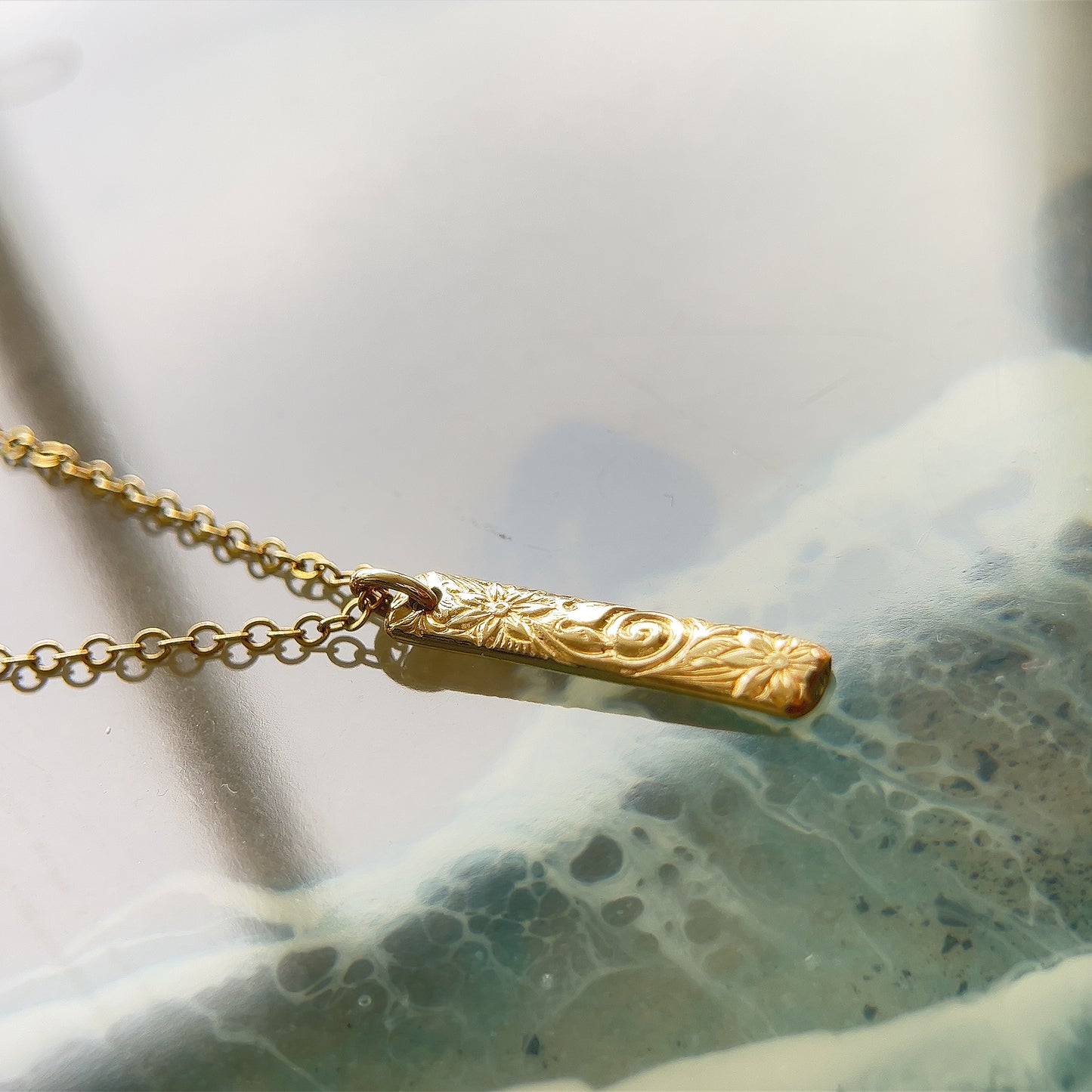 14k Gold Filled Floral Bar necklace