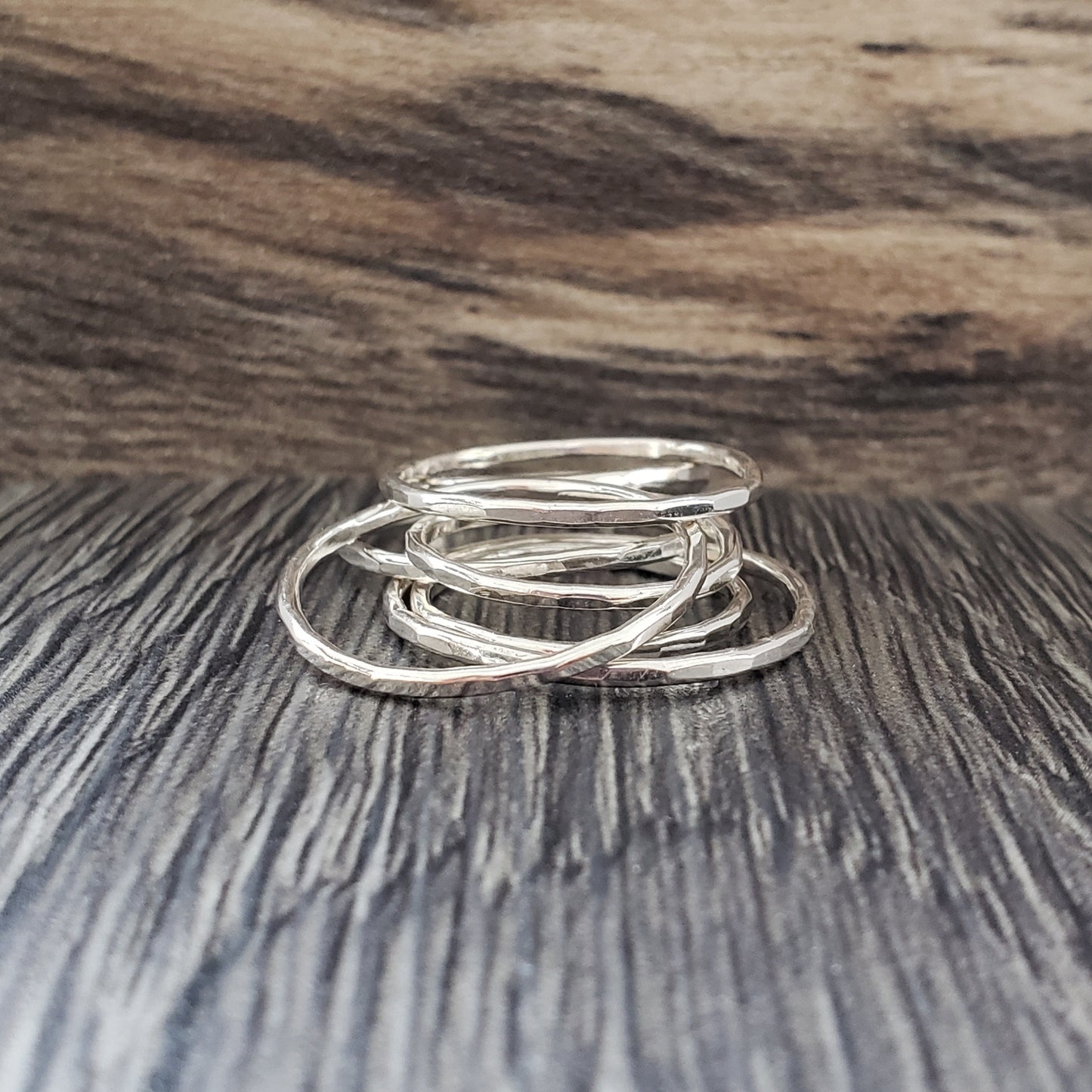 Sterling silver skinny stacking rings