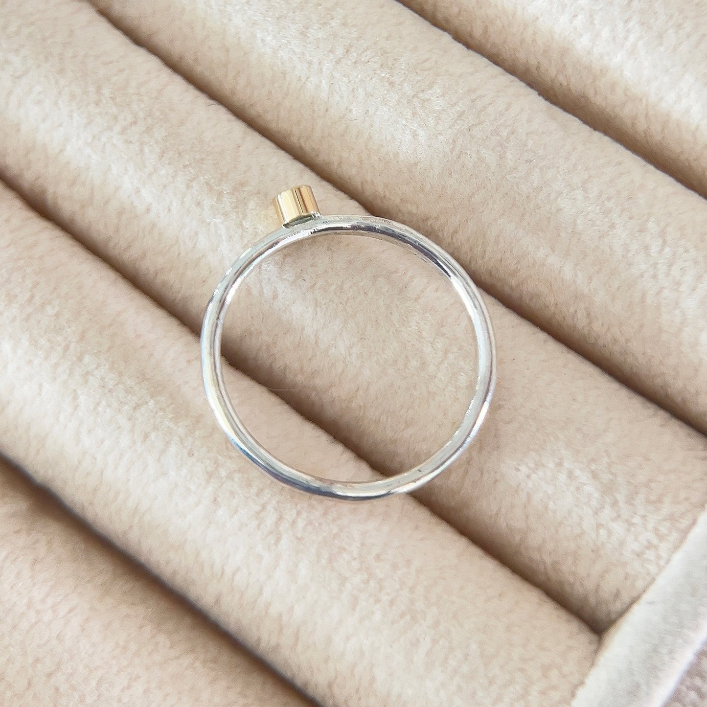 Dainty Aquamarine Ring - Silver & Gold