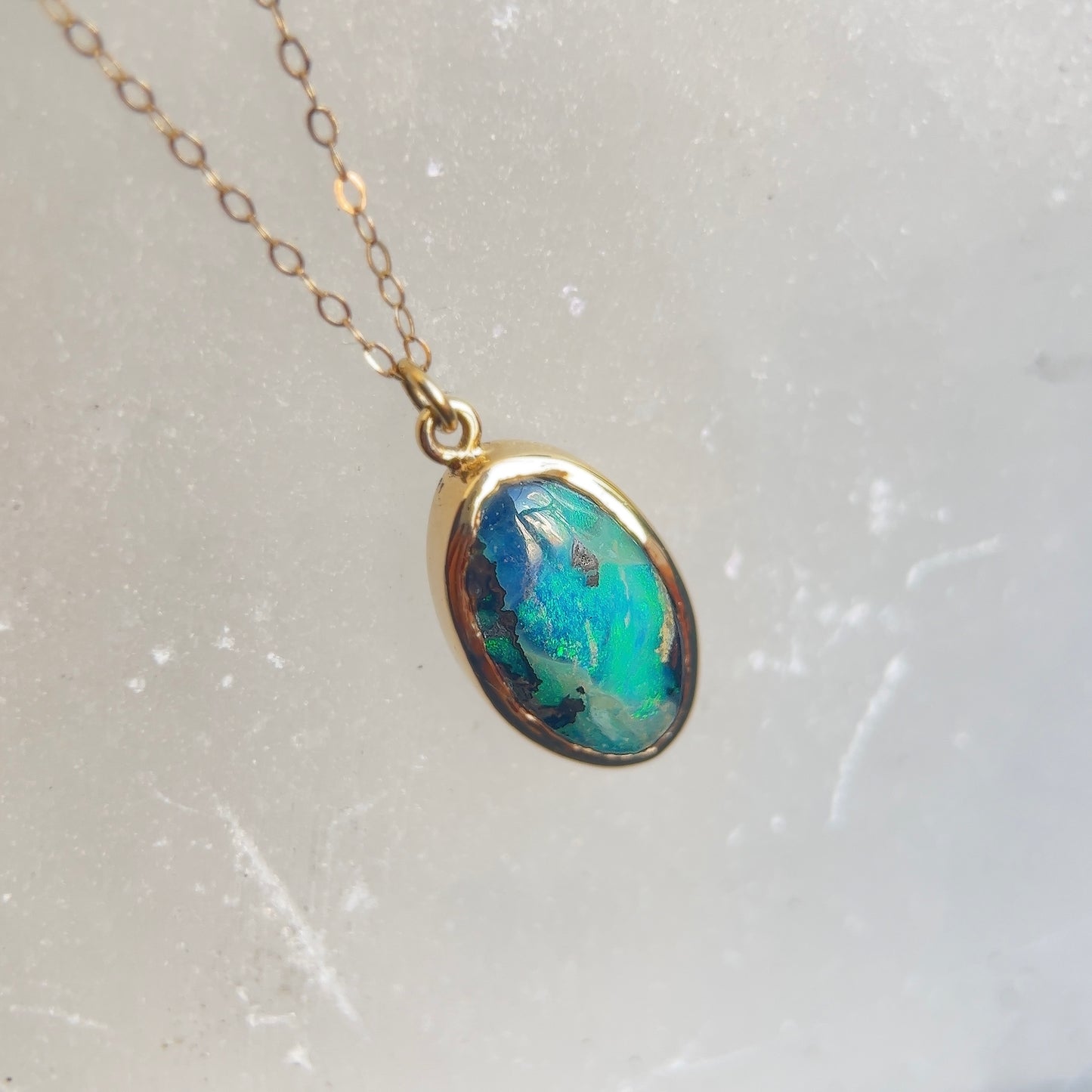 Golden Tide Boulder Opal Necklace