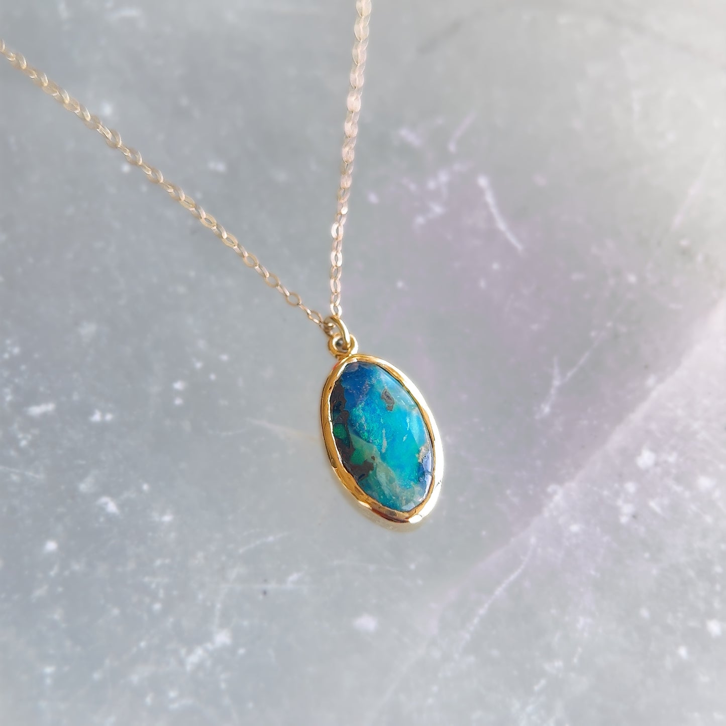 Golden Tide Boulder Opal Necklace