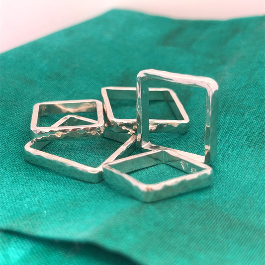 Skinny Sterling Square Rings