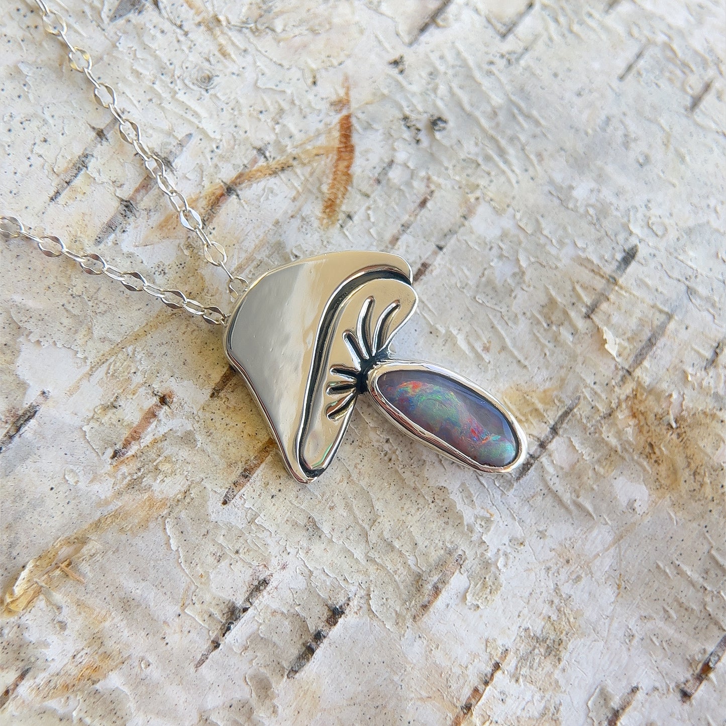 Boulder Opal Shroom Pendant