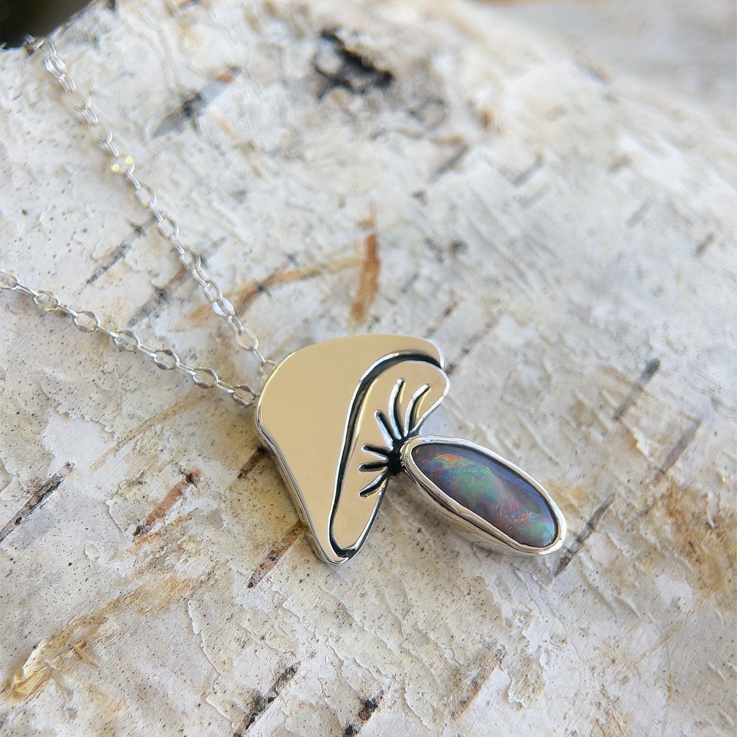Boulder Opal Shroom Pendant