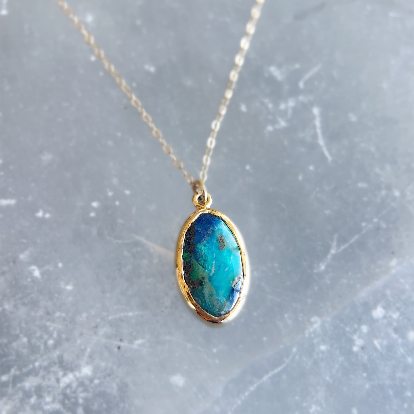 Golden Tide Boulder Opal Necklace