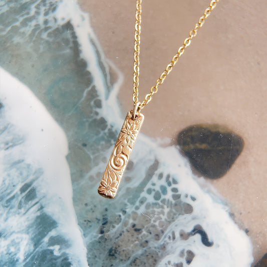 14k Gold Filled Floral Bar necklace