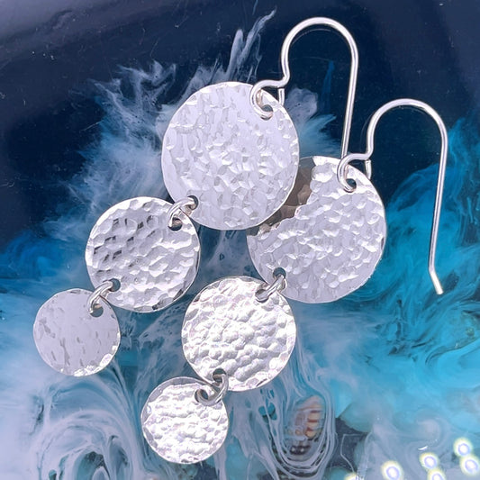 Sterling Triple Drop Microtag Earrings