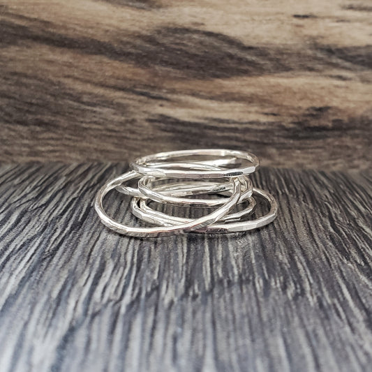Sterling silver skinny stacking rings